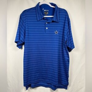 Adidas Dallas Cowboys Climate Polo Shirt Blue With White Stripes L